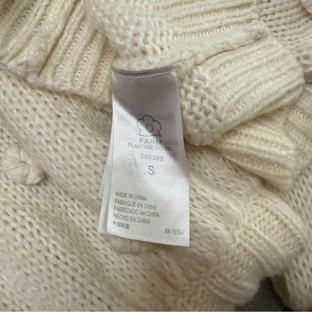 FARM Rio Cowl Neck Sweater with Flower Details in off white, size S - Picture 7 of 9